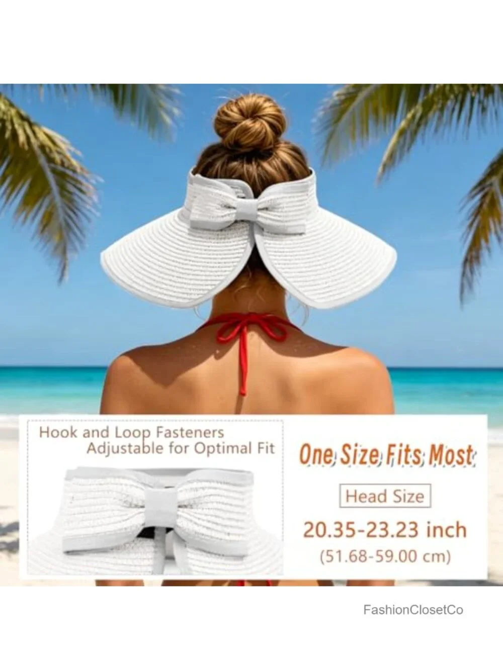Wide Brim Straw Visor Sun Hat UPF 50+ Foldable Packable